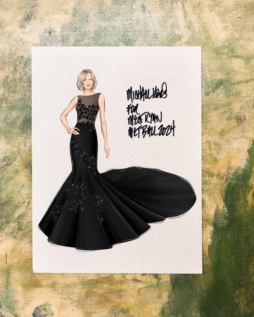 black silk-and-wool-mikado gown with a tulle bodice