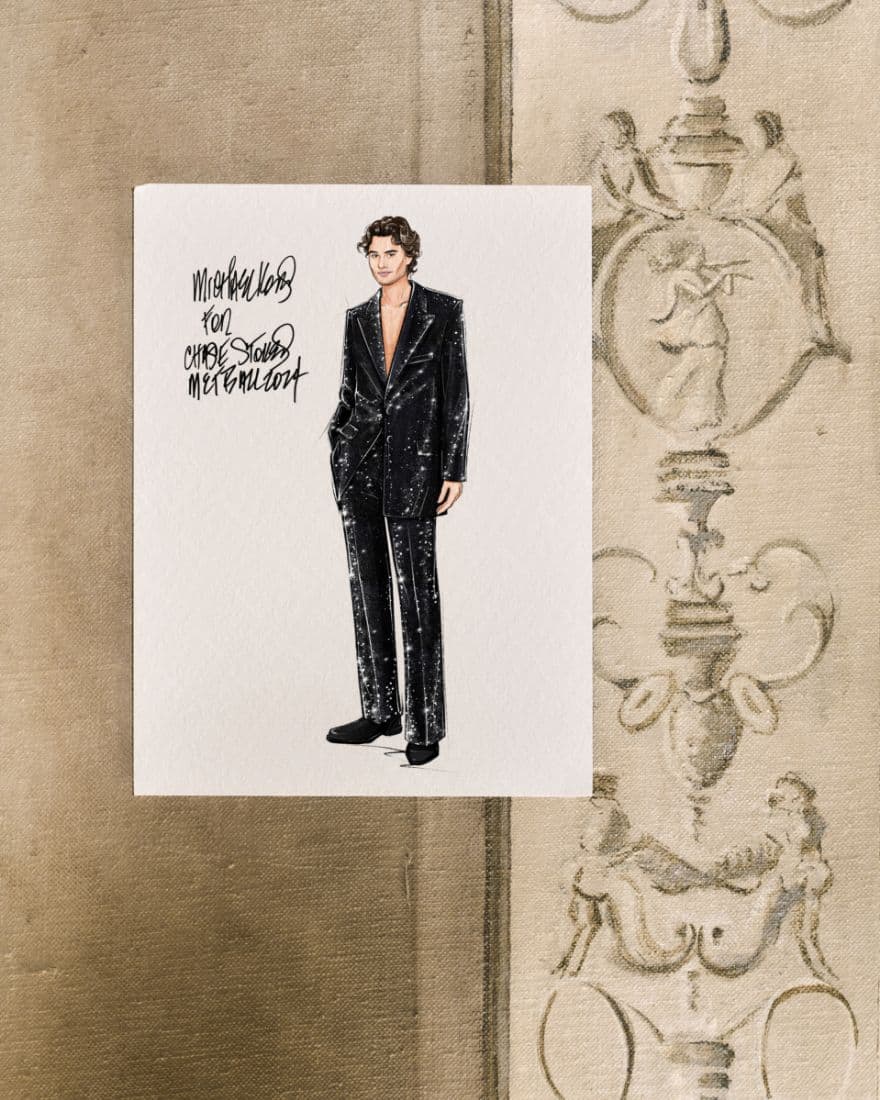 custom black georgette jacket and matching trousers