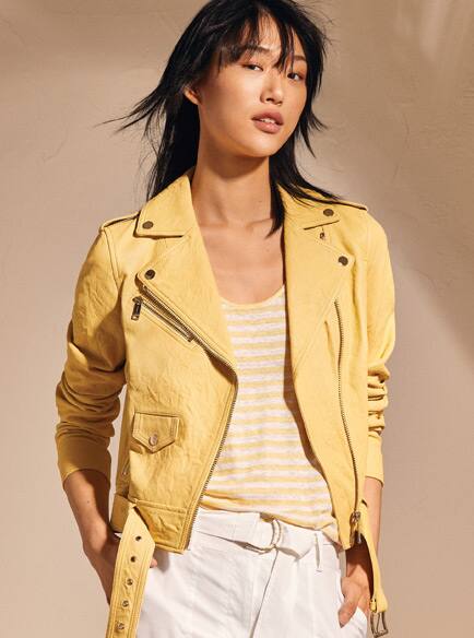 michael kors yellow leather jacket